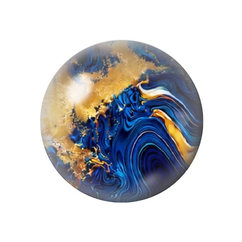 Cabochon en Verre Illustré Marbre Doré Bleu 12 à 25mm