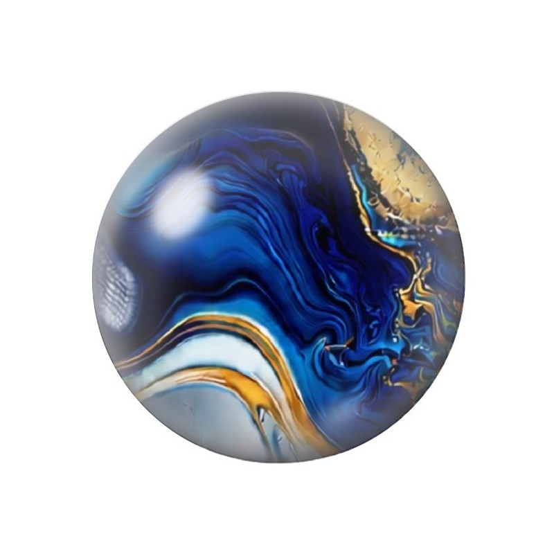 Cabochon en Verre Illustré Marbre Doré Bleu 12 à 25mm