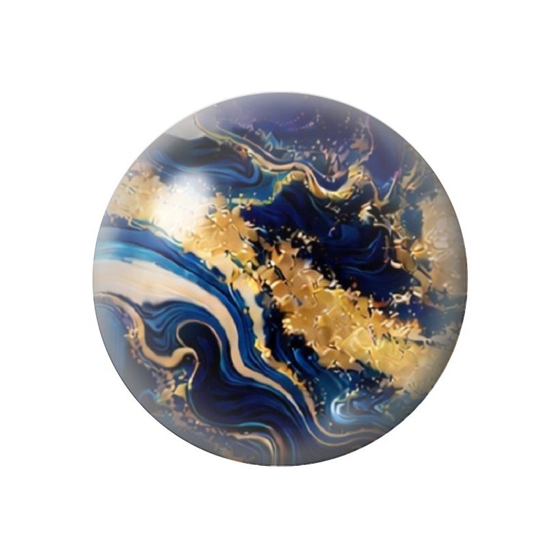 Cabochon en Verre Illustré Marbre Doré Bleu 12 à 25mm