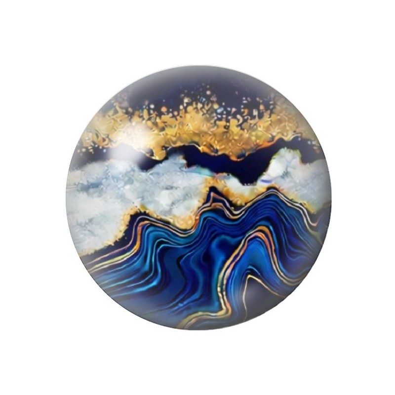 Cabochon en Verre Illustré Marbre Doré Bleu 12 à 25mm
