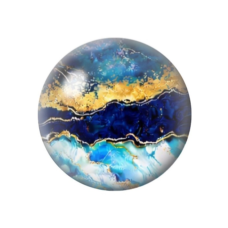 Cabochon en Verre Illustré Marbre Doré Bleu 12 à 25mm