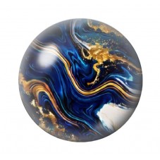 Cabochon en Verre Illustré Marbre Doré Bleu 12 à 25mm  pour la Création de Bijoux Fantaisie - DIY
