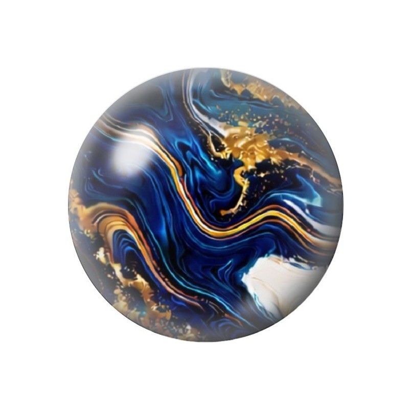 Cabochon en Verre Illustré Marbre Doré Bleu 12 à 25mm