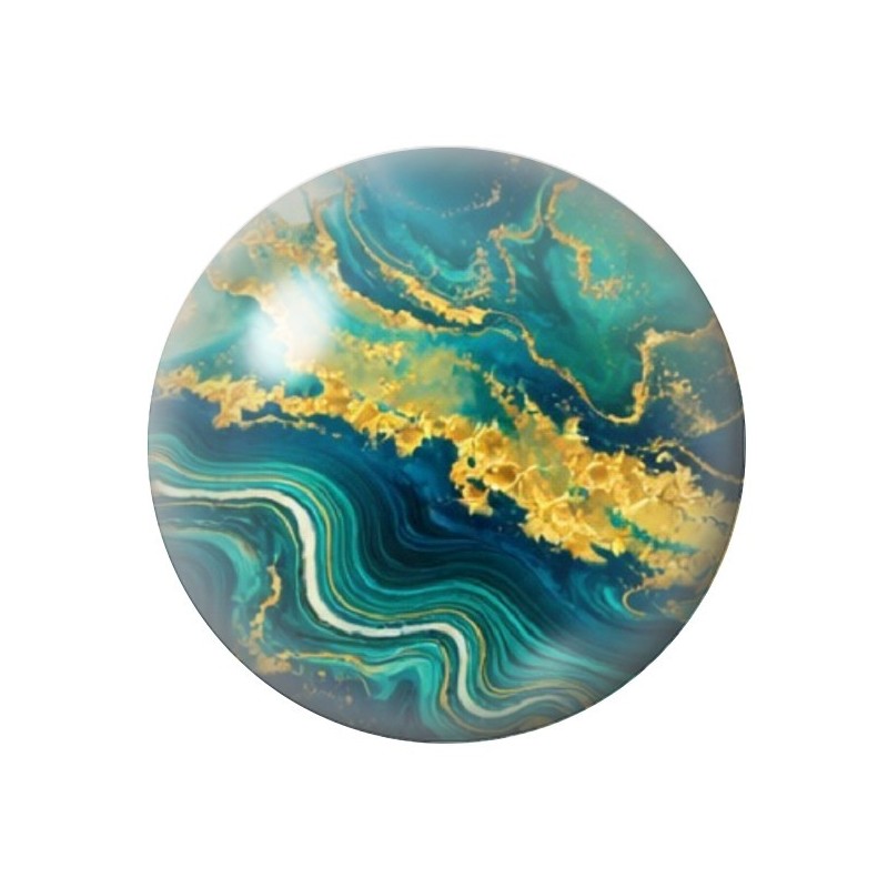 Cabochon en Verre Illustré Marbre Doré 12 à 25mm