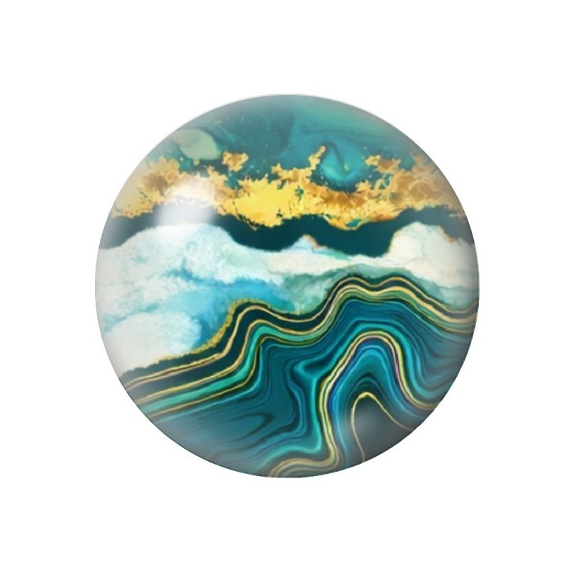 Cabochon en Verre Illustré Marbre Doré 12 à 25mm