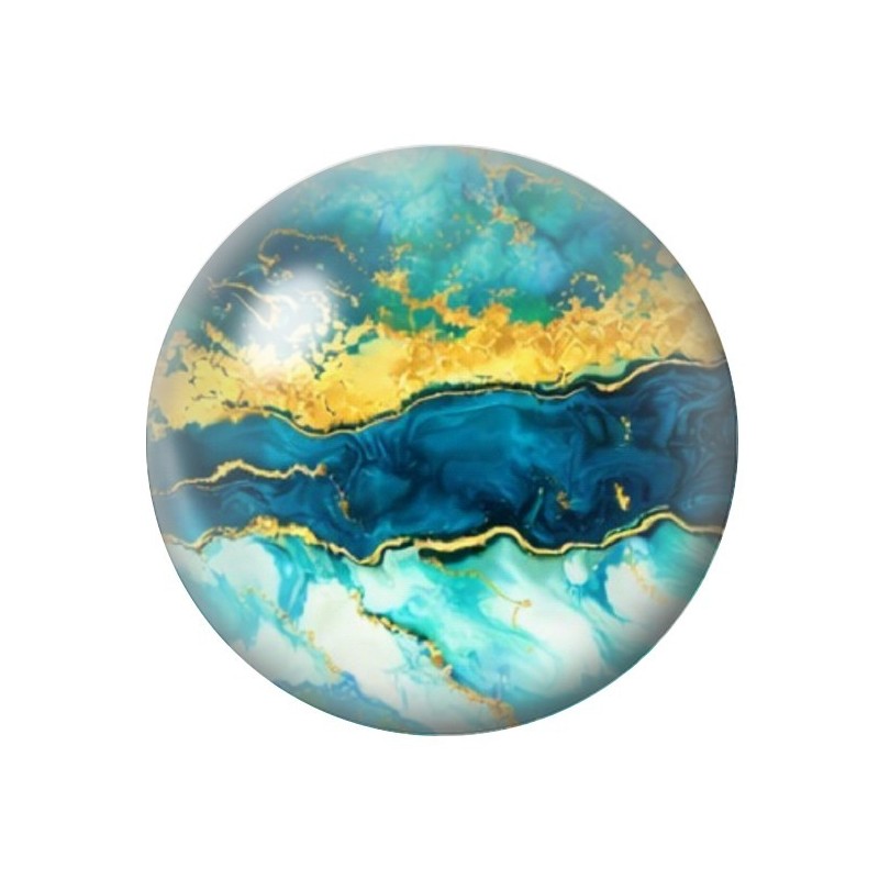 Cabochon en Verre Illustré Marbre Doré 12 à 25mm