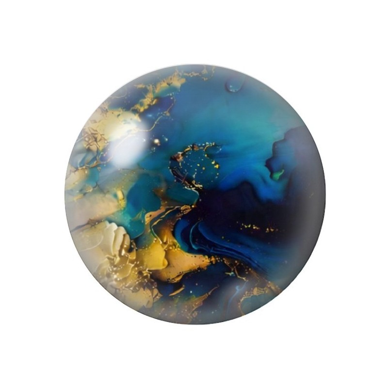 Cabochon en Verre Illustré Marbre Doré Bleu 12 à 25mm