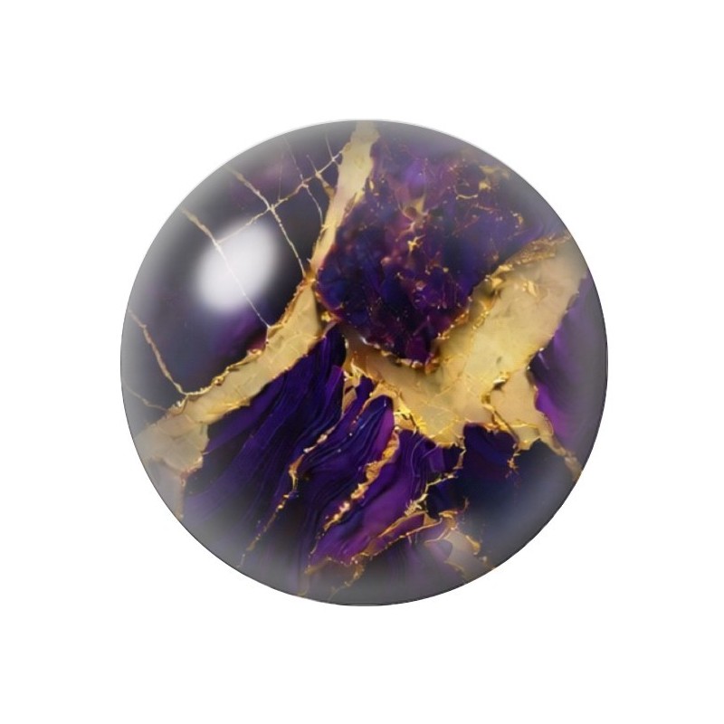 Cabochon en Verre Illustré Marbre Doré Violet 12 à 25mm