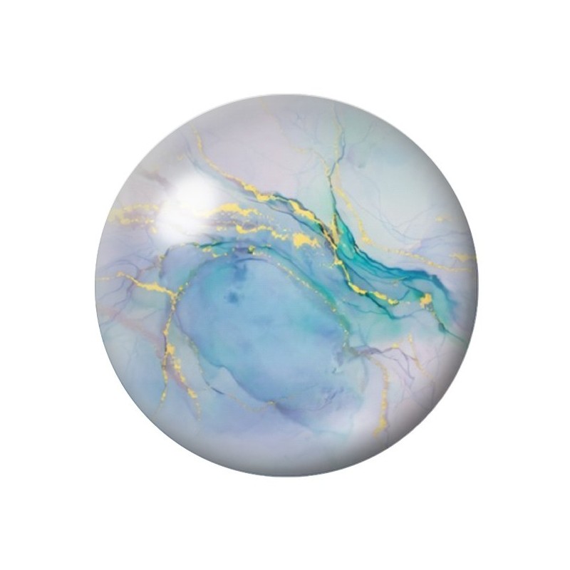 Cabochon en Verre Illustré Marbre Doré Bleu 12 à 25mm