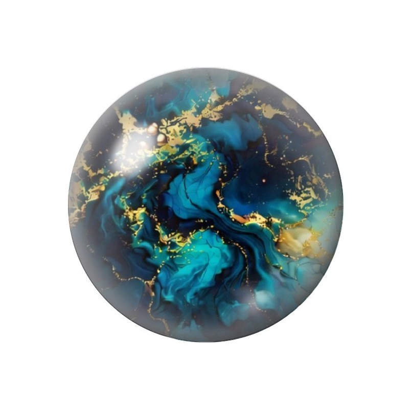 Cabochon en Verre Illustré Marbre Doré Bleu 12 à 25mm