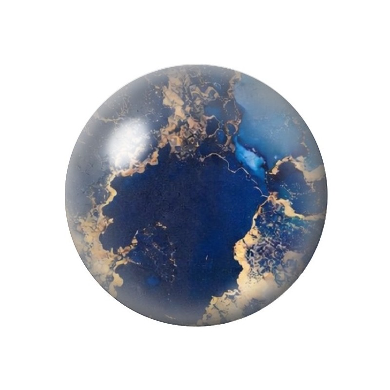 Cabochon en Verre Illustré Marbre Doré Bleu 12 à 25mm