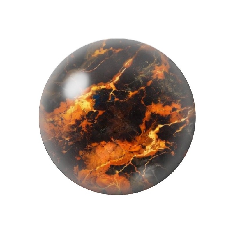 Cabochon en Verre Illustré Marbre Doré Feu 12 à 25mm