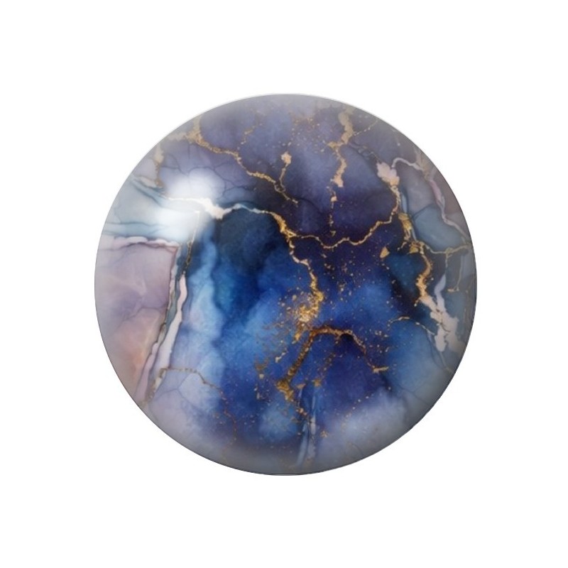 Cabochon en Verre Illustré Marbre Doré Bleu 12 à 25mm