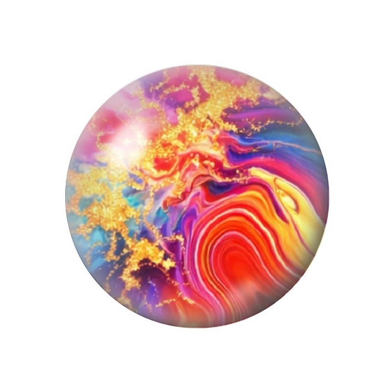 Cabochon en Verre Illustré Marbre Doré Multicolore 12 à 25mm