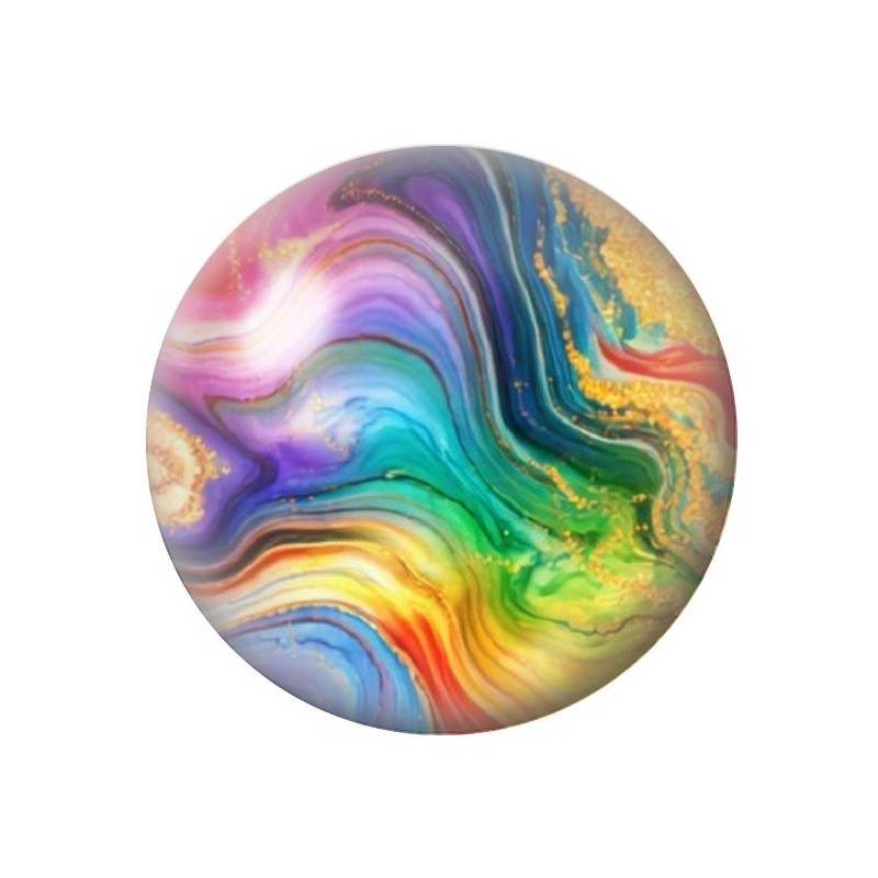 Cabochon en Verre Illustré Marbre Doré Multicolore 12 à 25mm