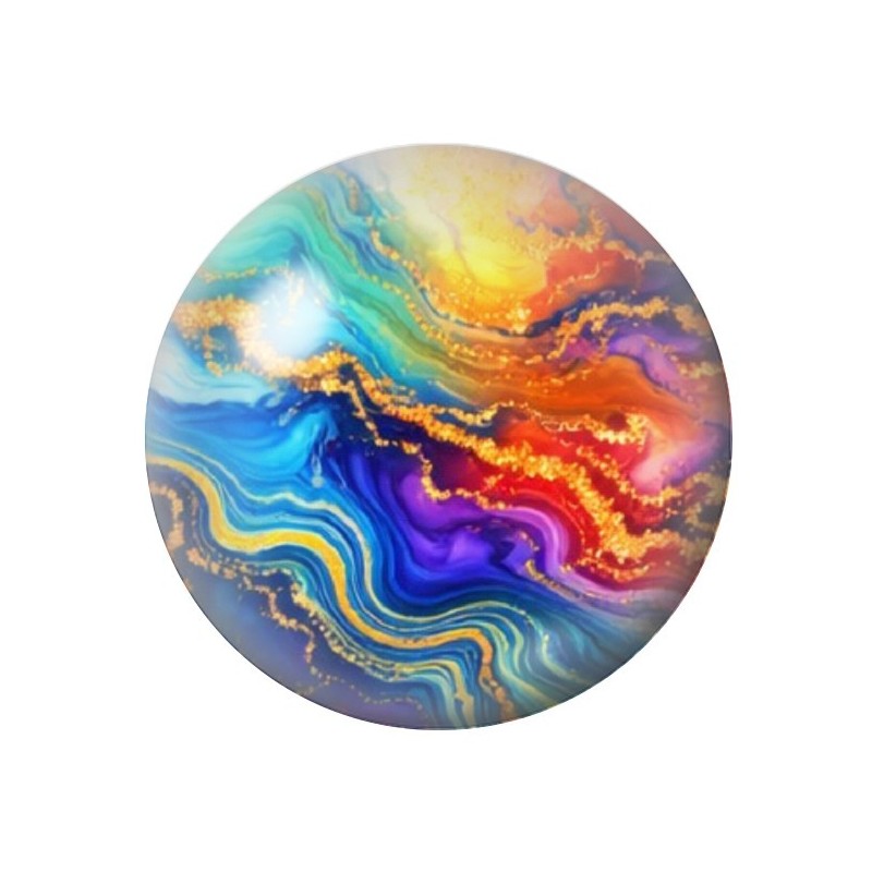 Cabochon en Verre Illustré Marbre Doré Multicolore 12 à 25mm