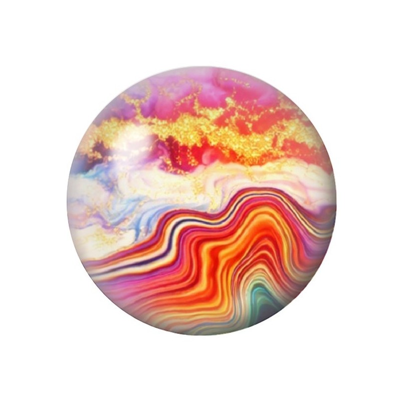 Cabochon en Verre Illustré Marbre Doré Multicolore 12 à 25mm