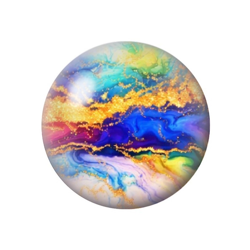 Cabochon en Verre Illustré Marbre Doré Multicolore 12 à 25mm