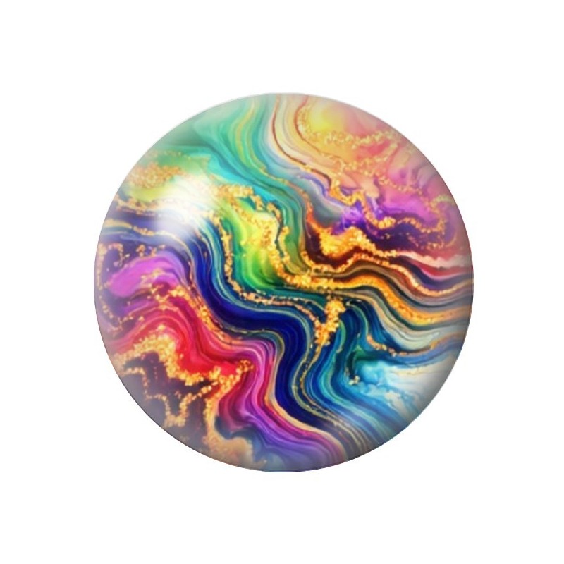 Cabochon en Verre Illustré Marbre Doré Multicolore 12 à 25mm