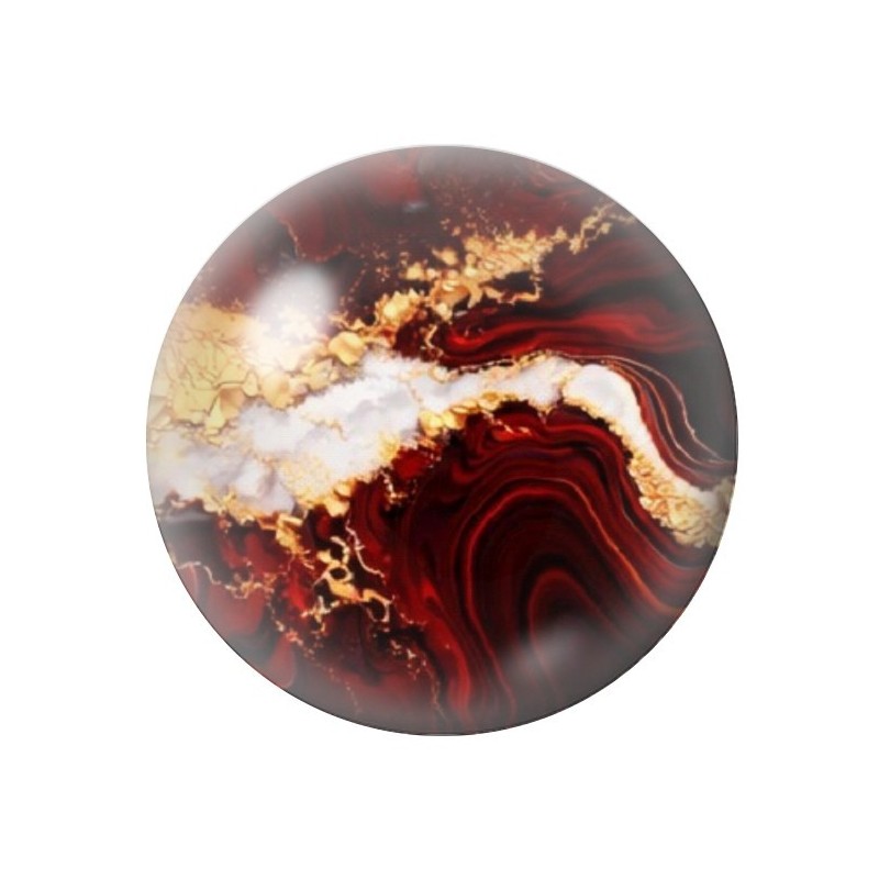 Cabochon en Verre Illustré Marbre Doré Rouge Profond 12 à 25mm