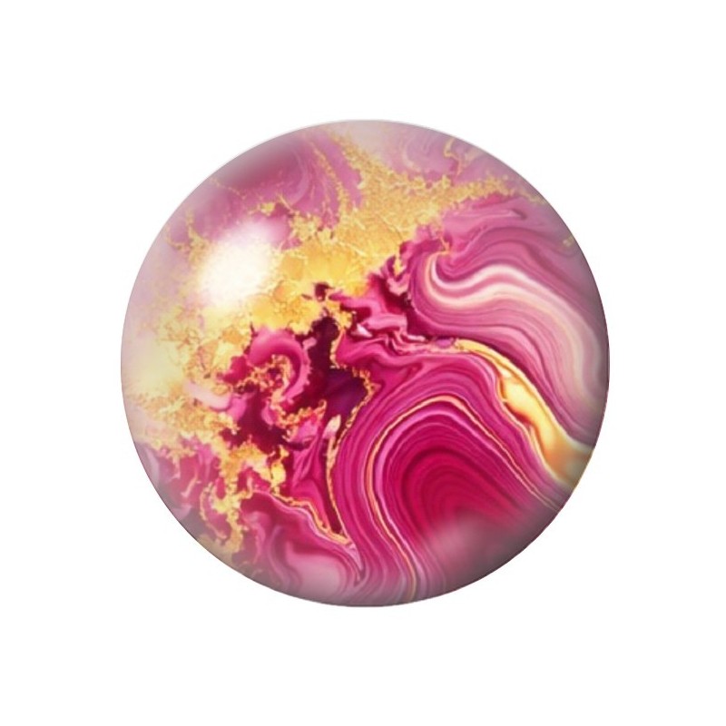 Cabochon en Verre Illustré Marbre Doré Rose 12 à 25mm