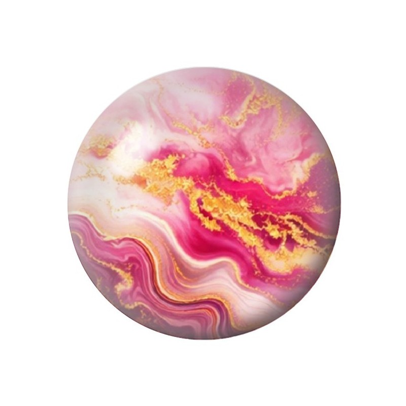 Cabochon en Verre Illustré Marbre Doré Rose 12 à 25mm