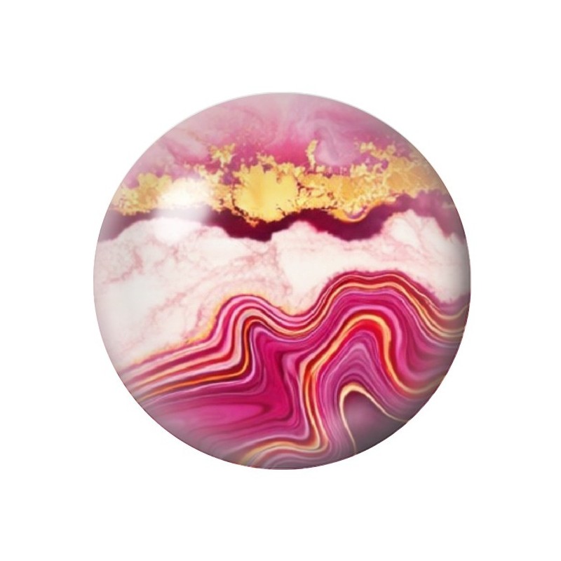 Cabochon en Verre Illustré Marbre Doré Rose 12 à 25mm