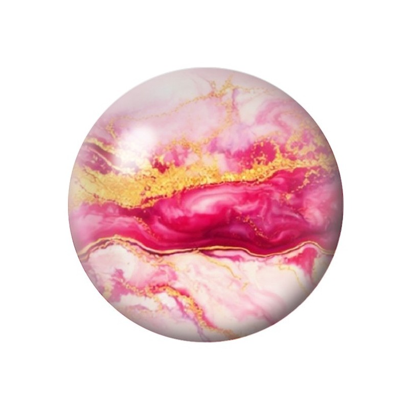 Cabochon en Verre Illustré Marbre Doré Rose 12 à 25mm
