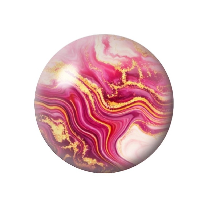 Cabochon en Verre Illustré Marbre Doré Rose 12 à 25mm