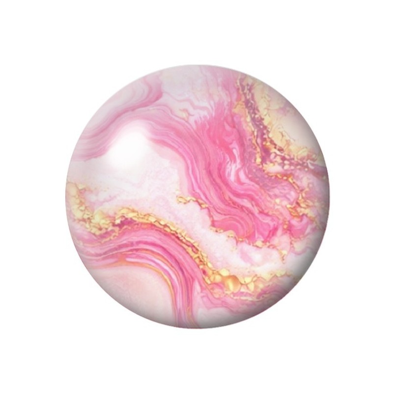 Cabochon en Verre Illustré Marbre Doré Rose 12 à 25mm