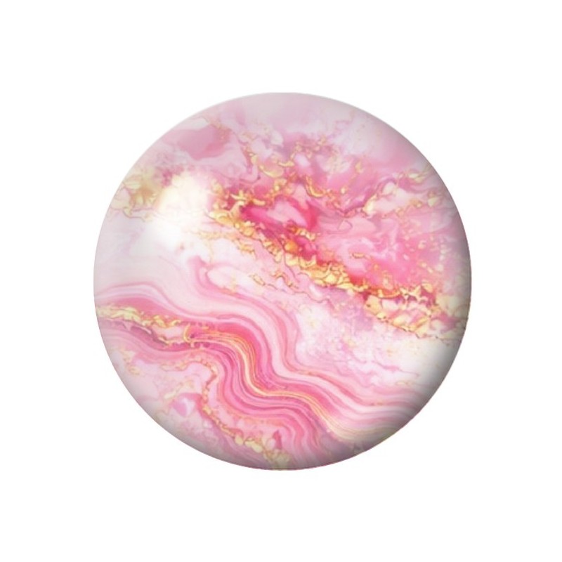 Cabochon en Verre Illustré Marbre Doré Rose 12 à 25mm