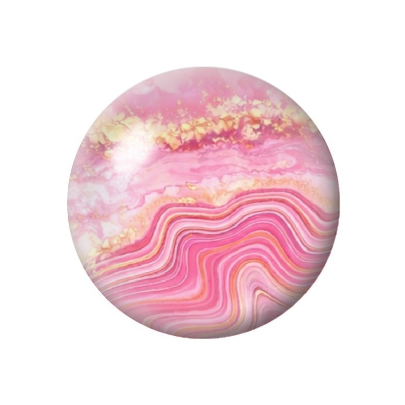 Cabochon en Verre Illustré Marbre Doré Rose 12 à 25mm