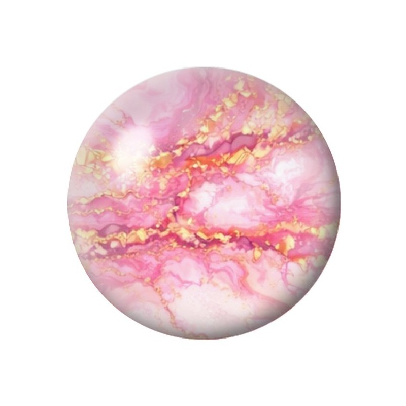 Cabochon en Verre Illustré Marbre Doré Rose 12 à 25mm
