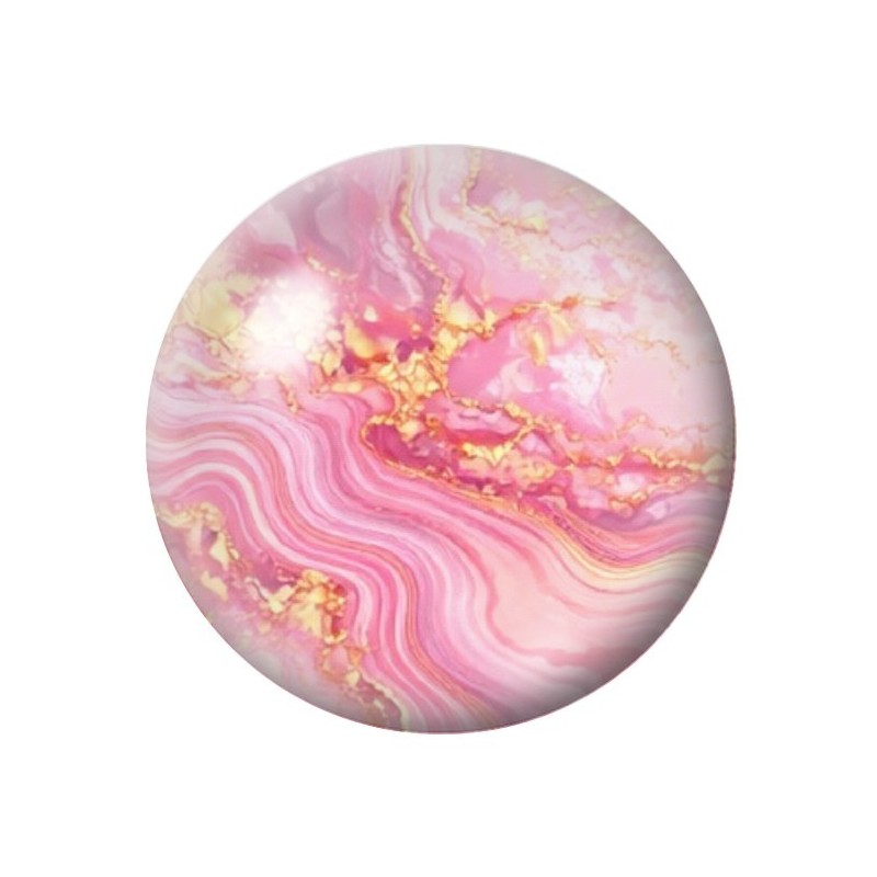 Cabochon en Verre Illustré Marbre Doré Rose 12 à 25mm