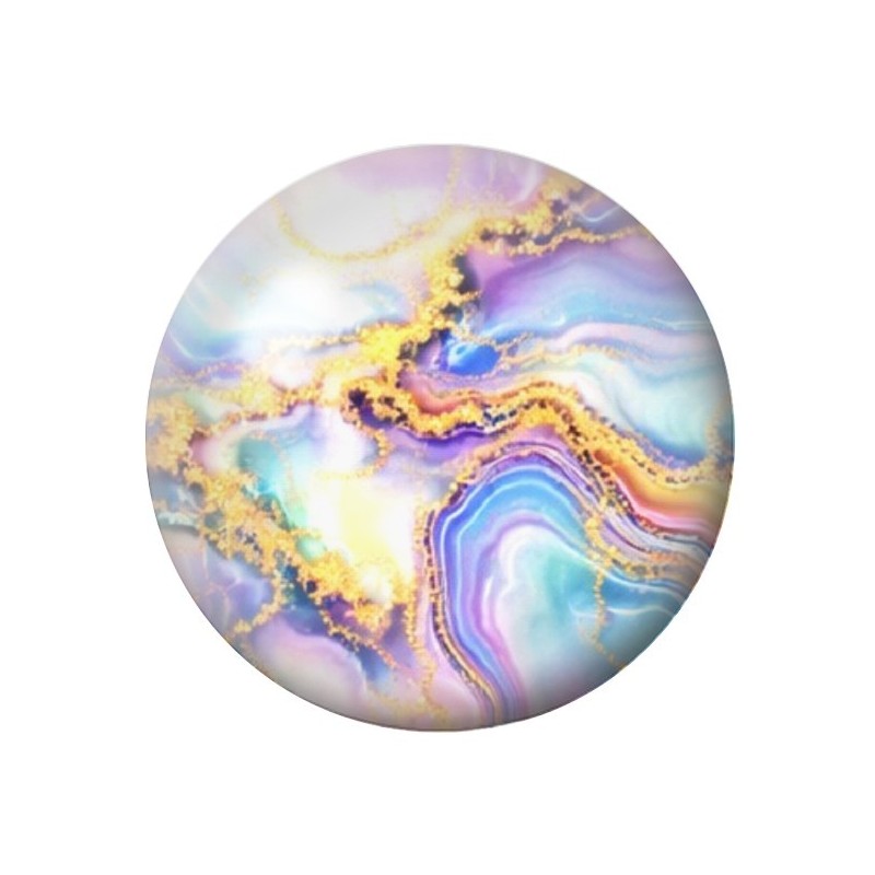 Cabochon en Verre Illustré Marbre Doré Multicolore 12 à 25mm