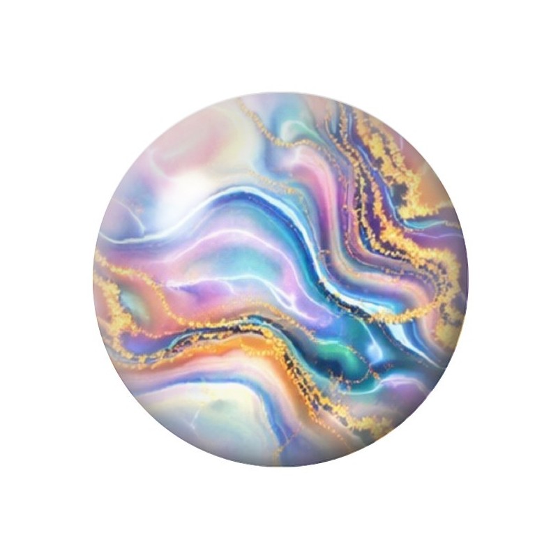 Cabochon en Verre Illustré Marbre Doré Multicolore 12 à 25mm