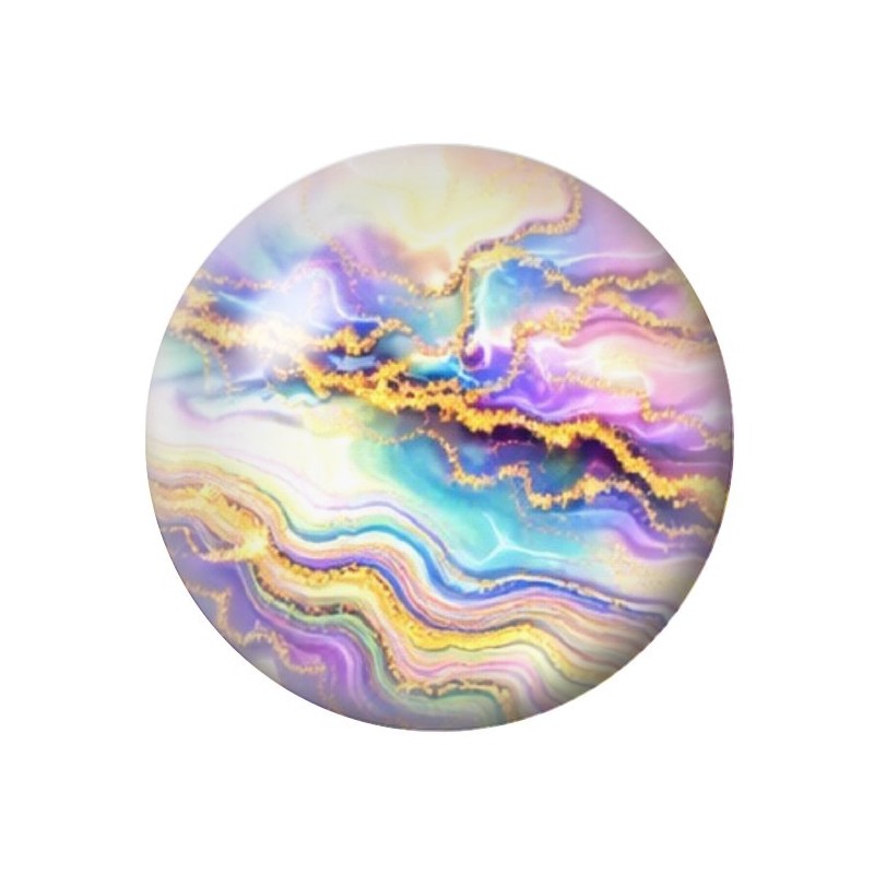 Cabochon en Verre Illustré Marbre Doré Multicolore 12 à 25mm