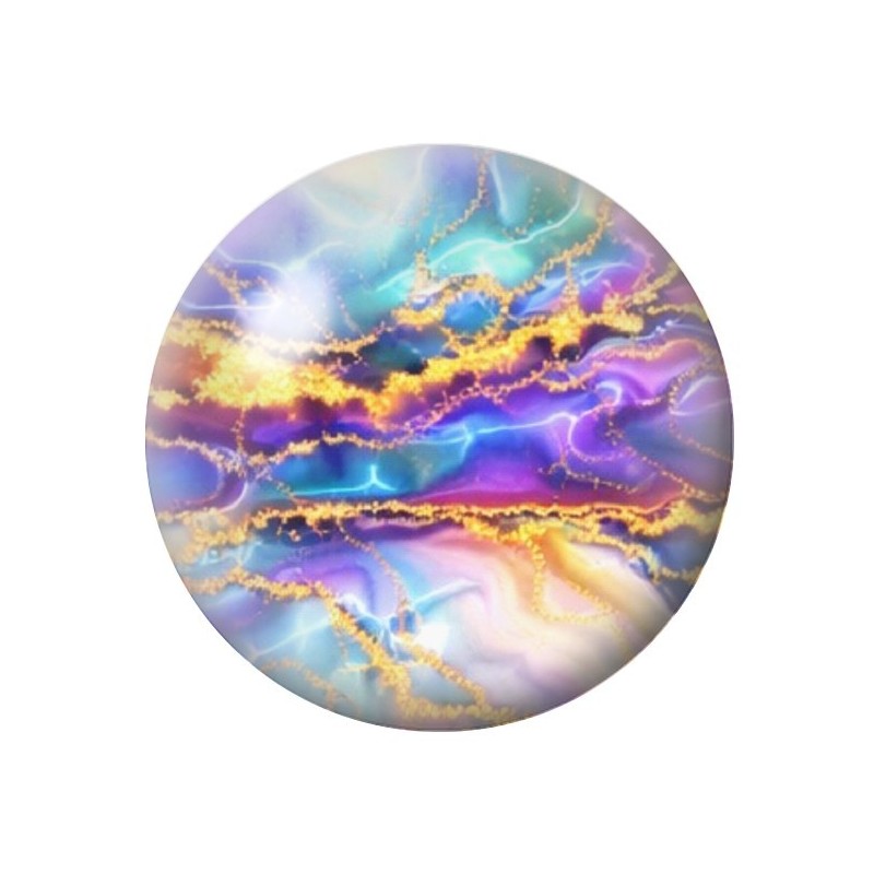 Cabochon en Verre Illustré Marbre Doré Multicolore 12 à 25mm