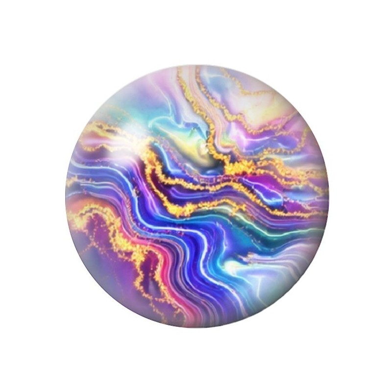 Cabochon en Verre Illustré Marbre Doré Multicolore 12 à 25mm
