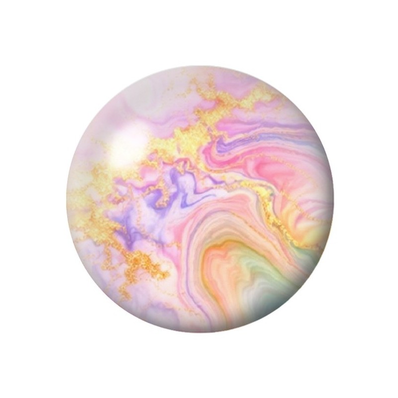 Cabochon en Verre Illustré Marbre Pastel Doré 12 à 25mm