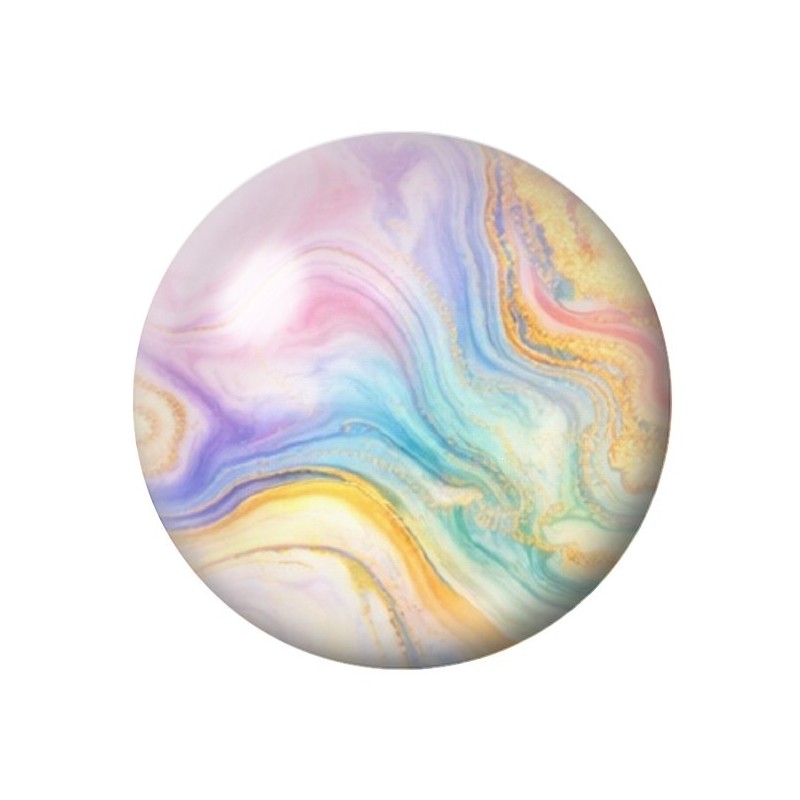 Cabochon en Verre Illustré Marbre Pastel Doré 12 à 25mm
