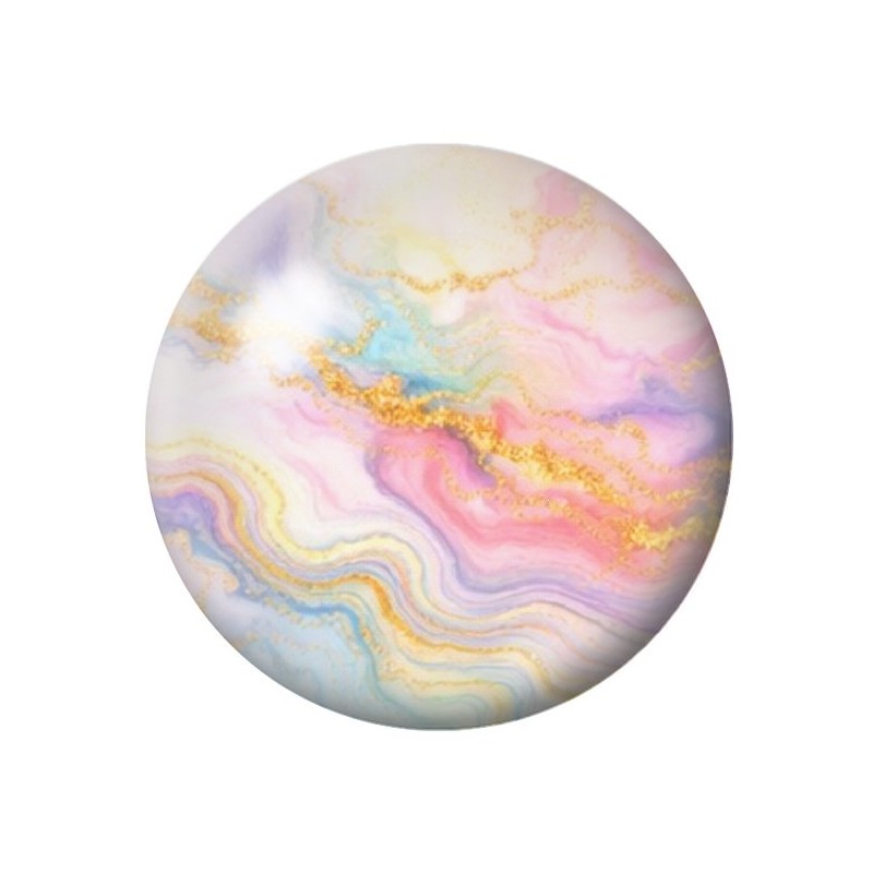Cabochon en Verre Illustré Marbre Pastel Doré 12 à 25mm