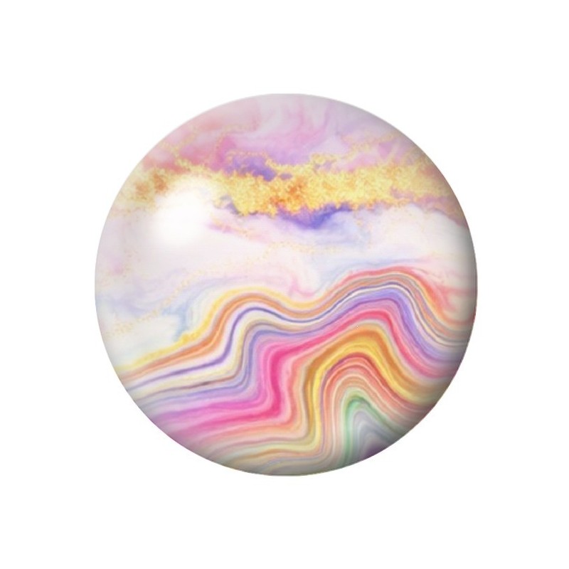 Cabochon en Verre Illustré Marbre Pastel Doré 12 à 25mm