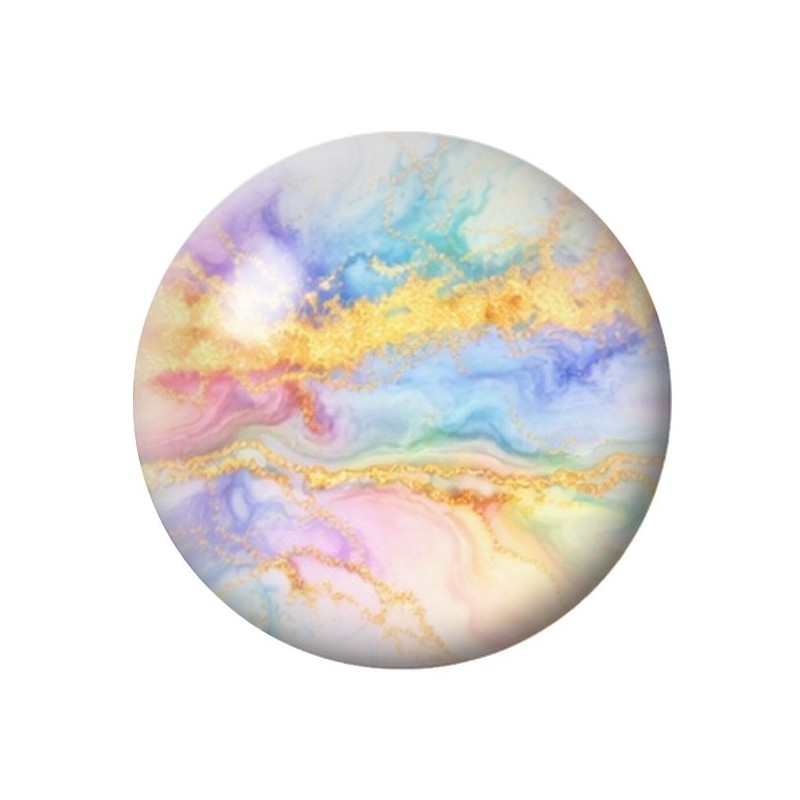 Cabochon en Verre Illustré Marbre Pastel Doré 12 à 25mm