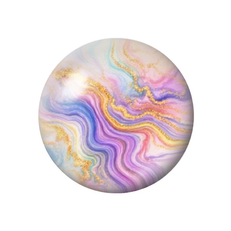 Cabochon en Verre Illustré Marbre Pastel Doré 12 à 25mm