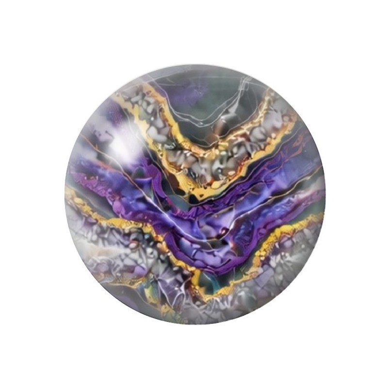 Cabochon en Verre Illustré Marbre Doré Violet 12 à 25mm