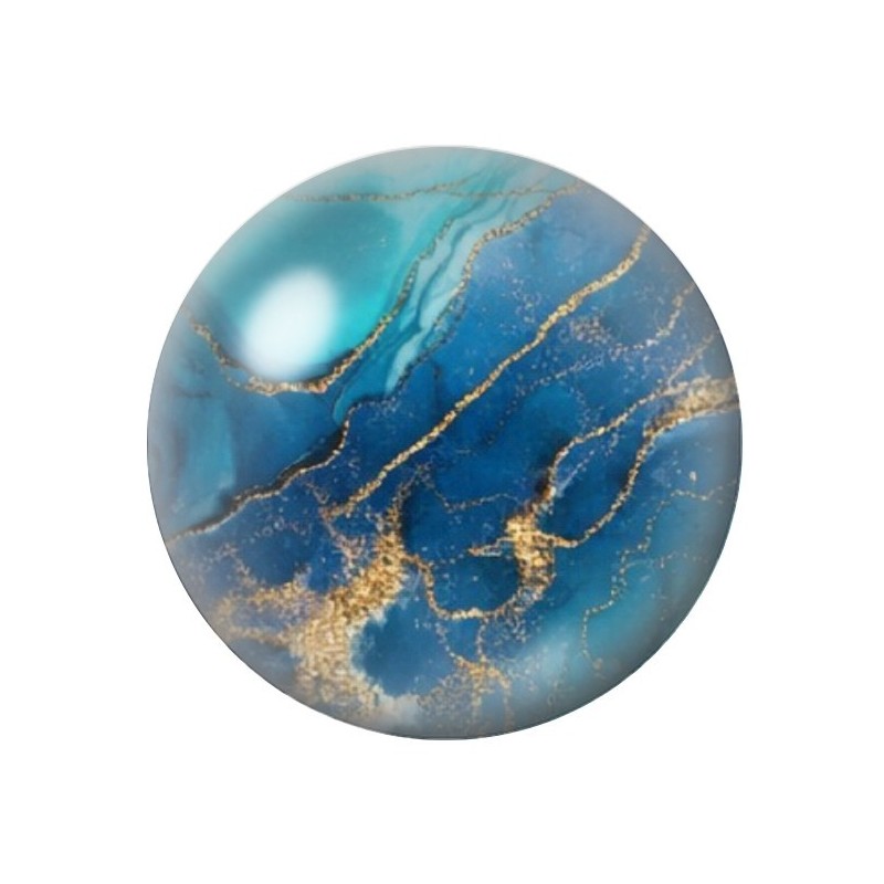 Cabochon en Verre Illustré Marbre Doré Bleu 12 à 25mm