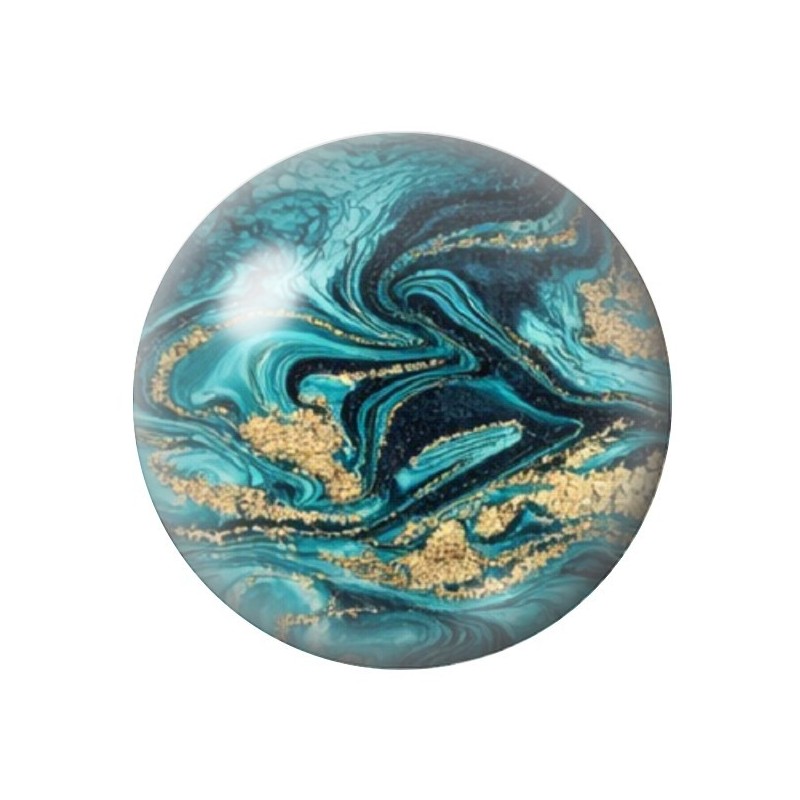 Cabochon en Verre Illustré Marbre Doré Bleu 12 à 25mm