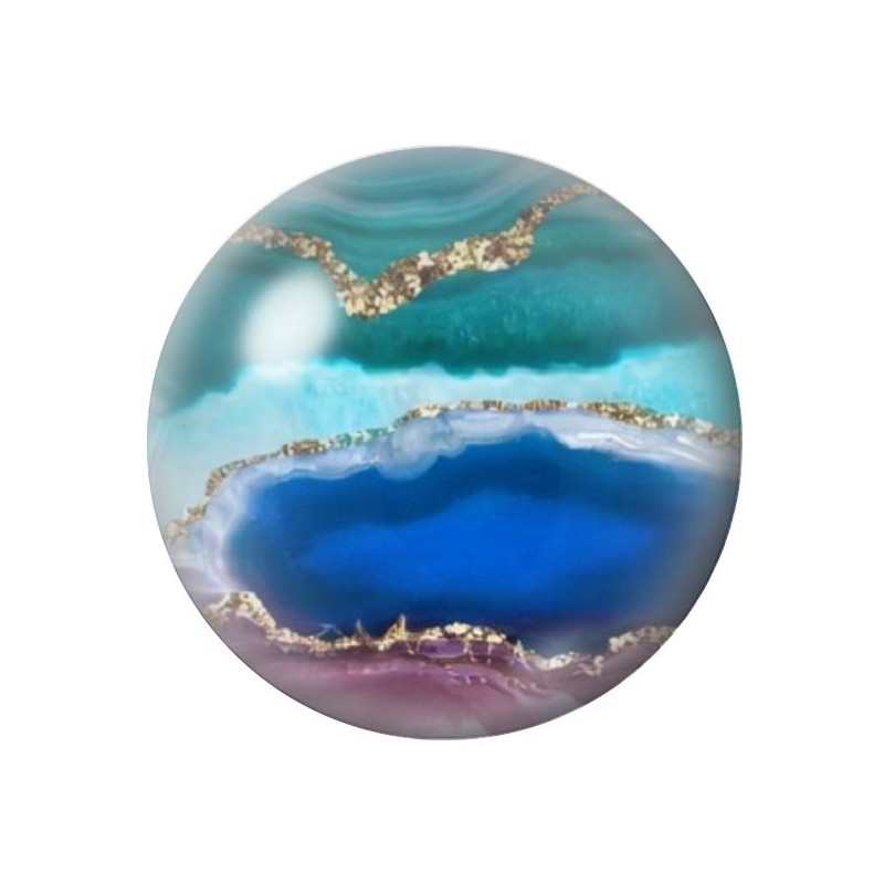 Cabochon en Verre Illustré Marbre Doré Bleu 12 à 25mm