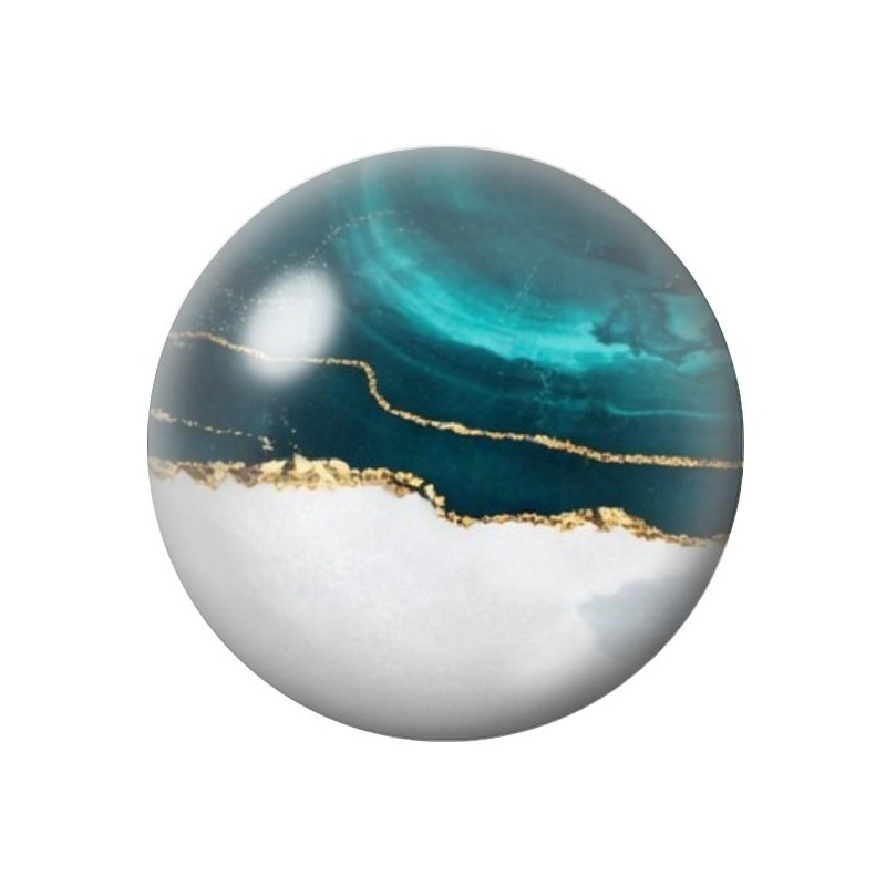 Cabochon en Verre Illustré Marbre Doré Vert 12 à 25mm